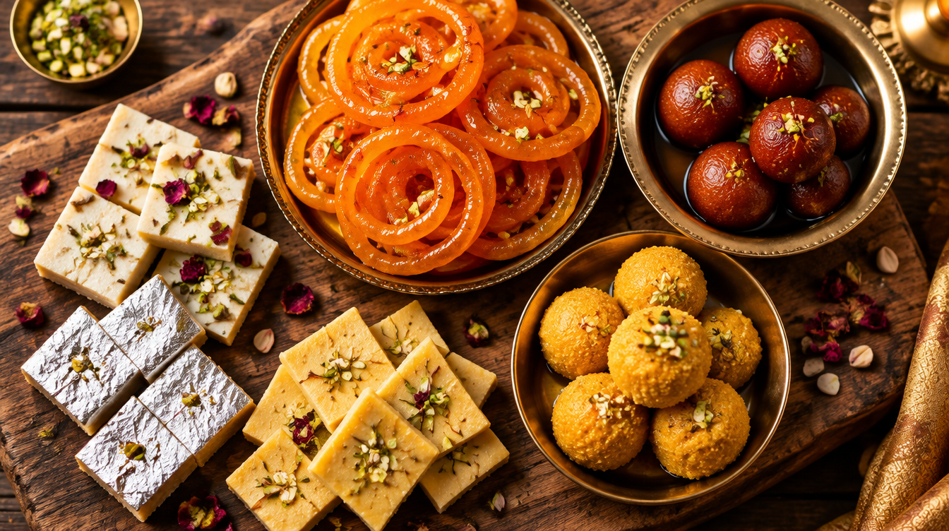 Assortment of traditional Indian sweets