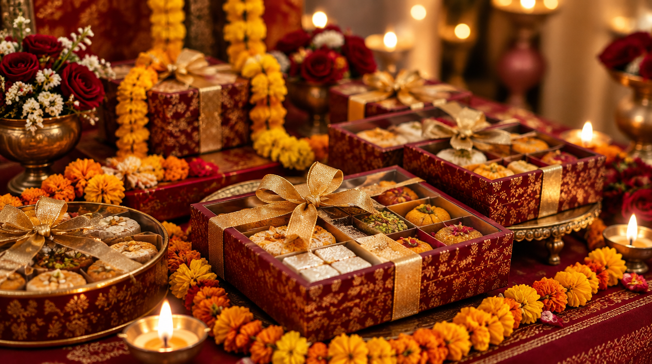 Elegant wedding mithai gift boxes